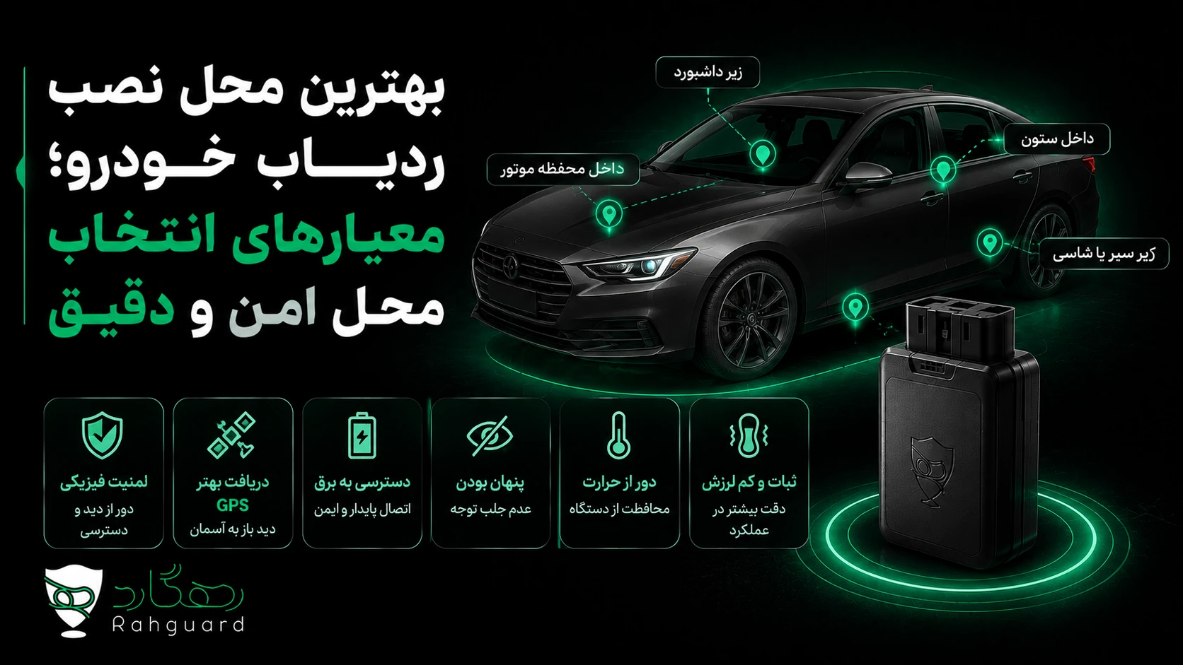 تصویر مقاله بهترین محل نصب ردیاب خودرو؛ معیارهای انتخاب محل امن و دقیق