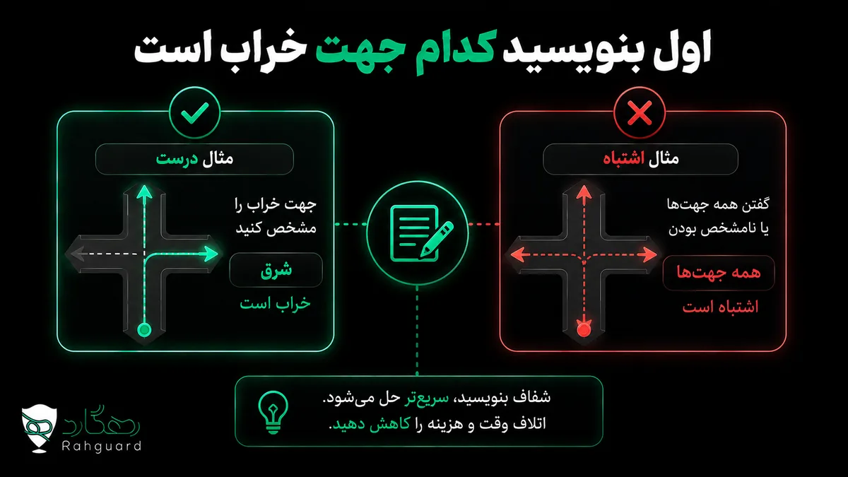 اول بنویسید کدام جهت خراب است