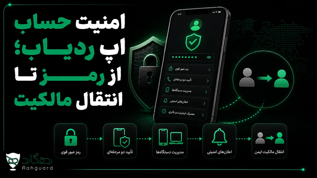 تصویر مقاله امنیت حساب اپ ردیاب؛ از رمز تا انتقال مالکیت