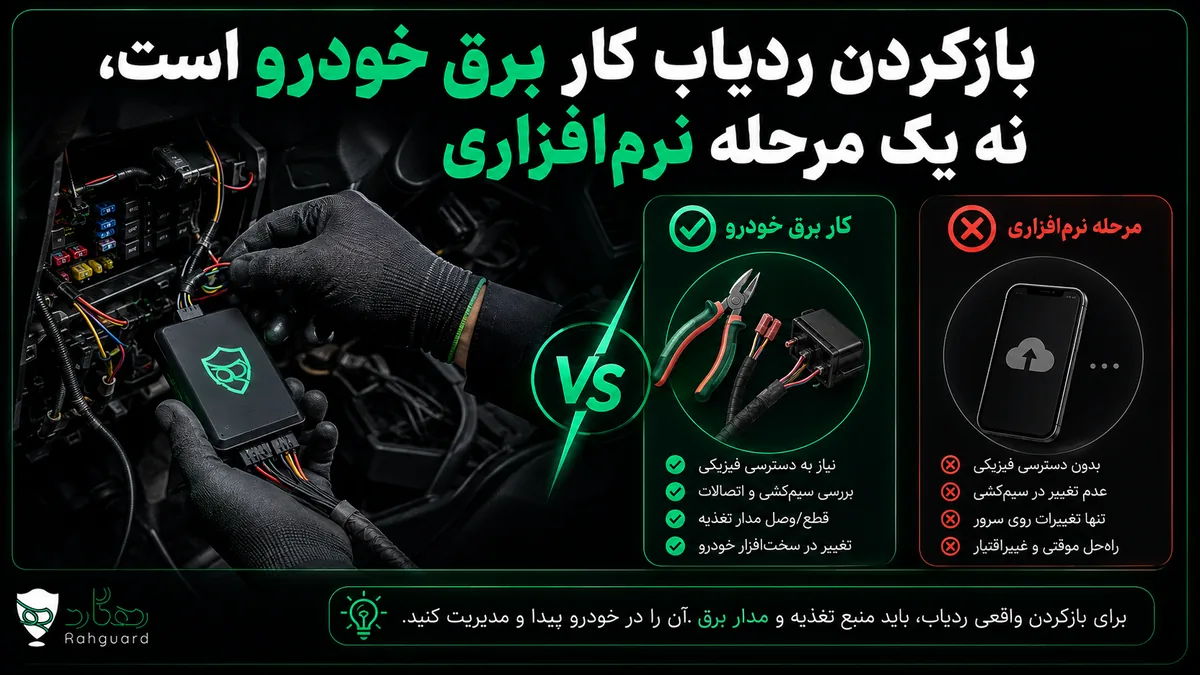 بازکردن ردیاب کار برق خودرو است، نه یک مرحله نرم‌افزاری