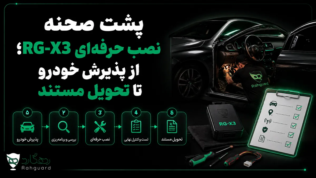 تصویر مقاله پشت صحنه نصب حرفه‌ای RG-X3؛ از پذیرش خودرو تا تحویل مستند